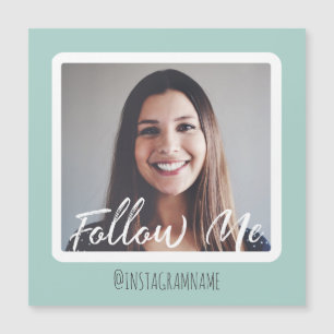 Carte Magnétique Les médias sociaux turquoises modernes me suivent