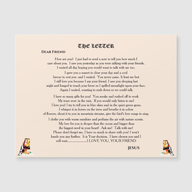 CARTE MAGNÉTIQUE LETTRE DE JÉSUS (Devant)