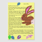 Carte Magnétique Lettre du lapin de Pâques Jaune (Devant)