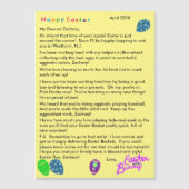 Carte Magnétique Lettre du lapin de Pâques Oeufs bleus verts pourpr (Devant)