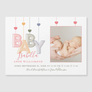 Carte Magnétique Lettres bébé moderne Nouveau-né bébé fille naissan