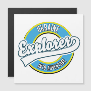 Carte Magnétique L'explorateur ukrainien dans le logo aventure.