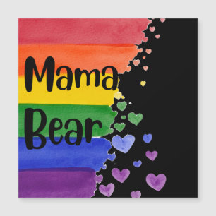 Carte Magnétique LGBT+pride. Maman ours. Amour arc-en-ciel.