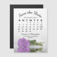 Lilac Purple Rose Enregistrer l'aimant Calendrier