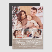 Carte Magnétique Lin rustique et Joyeux Jours de vacances Script 4- (Devant / Derrière)