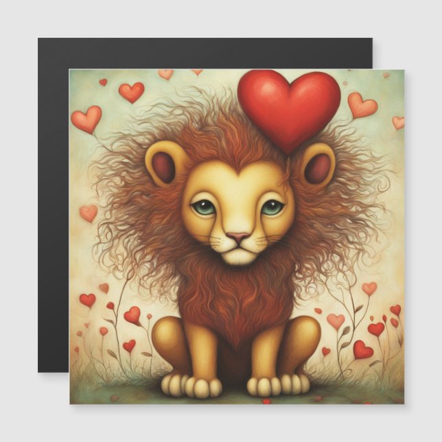 Carte Magnétique Lion Love 1 (Devant / Derrière)