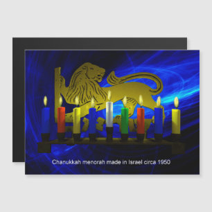 Carte Magnétique Lion Menorah en laiton de Chanukkah