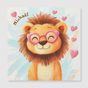 Carte Magnétique Lion Valentine's Day Heart Kids School