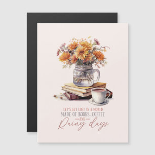 Carte Magnétique Livres, café et jours pluvieux