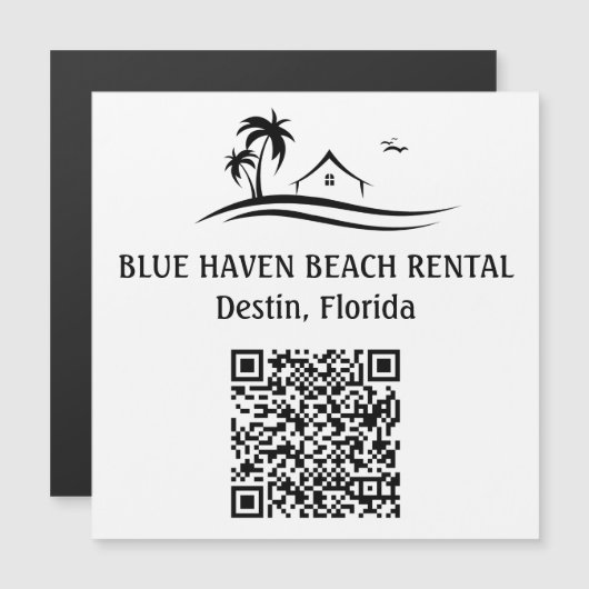 Carte Magnétique Location de plage Home STR QR Code Vacances (Devant / Derrière)