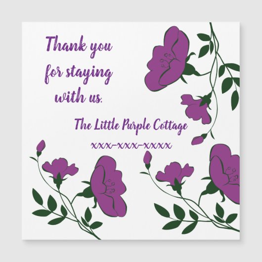 Carte Magnétique Location Merci Floral House Invité (Devant)