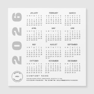 Carte Magnétique Logo 2025 Calendrier Société Client Holiday Giveaw