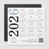 Carte Magnétique Logo Calendrier 2024 QR Code Bleu Black Business (Devant / Derrière)