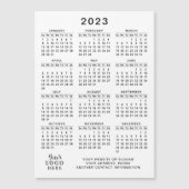 Carte Magnétique Logo Calendrier magnétique 2023 Blanc Noir Simple (Devant)