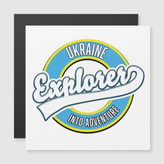 Carte Magnétique Logo d'aventurier explorant l'Ukraine. (Devant / Derrière)