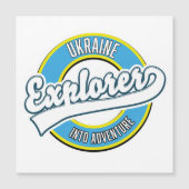 Carte Magnétique Logo d'aventurier explorant l'Ukraine. (Devant)