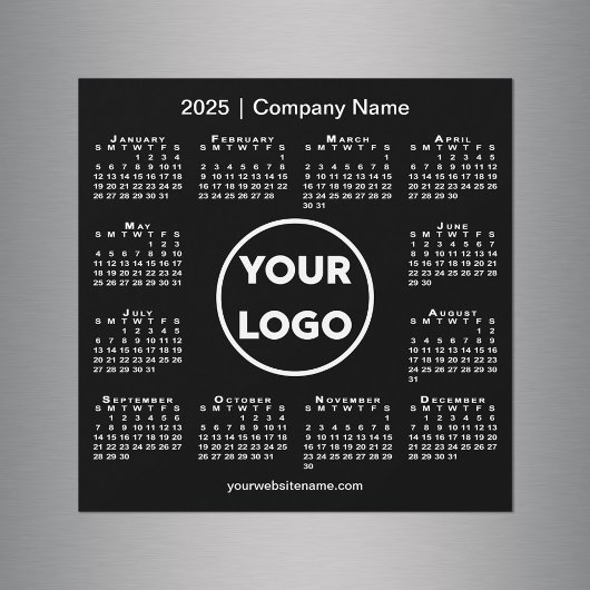 Carte Magnétique Logo de l'entreprise Calendrier 2025 sur Black Mag