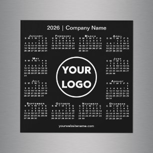 Carte Magnétique Logo de l'entreprise Calendrier 2026 sur Black Mag