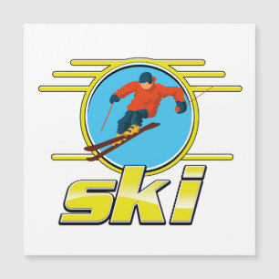 Carte Magnétique Logo de ski rétro 90