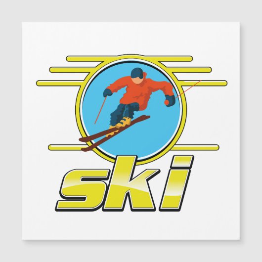 Carte Magnétique Logo de ski rétro 90 (Devant)