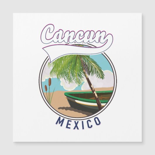 Carte Magnétique logo de voyage à la plage de Cancun au Mexique (Devant)