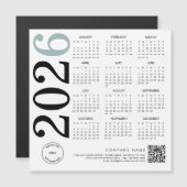 Carte Magnétique Logo du calendrier 2026 QR Code bleu noir affaires (Devant / Derrière)