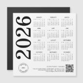 Carte Magnétique Logo du calendrier 2026 QR Code noir et blanc Entr (Devant / Derrière)