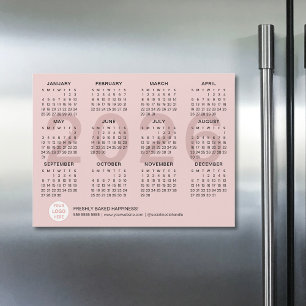 Carte Magnétique Logo personnalisé Pink Business 2026 Calendrier ma