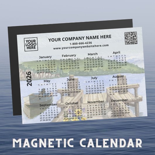 Carte Magnétique Logo professionnel 2026 QR Dock Water Calendar Mag