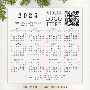 Carte Magnétique Logo QR Code Espagnol 2025 Business Calendar Magne