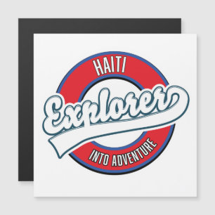 Carte Magnétique logo rétro d'aventure d'explorateur Haïti