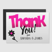 Carte Magnétique Logo rose vif avec Fleur Clipart - Merci (Devant / Derrière)