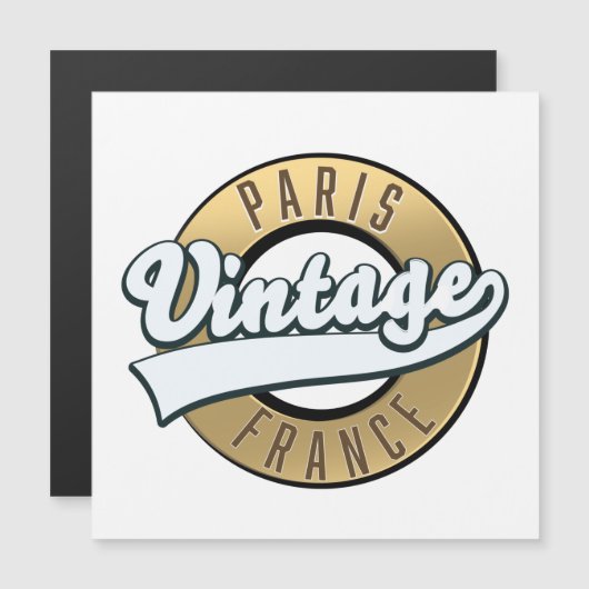 Carte Magnétique Logo vintage Paris France (Devant / Derrière)