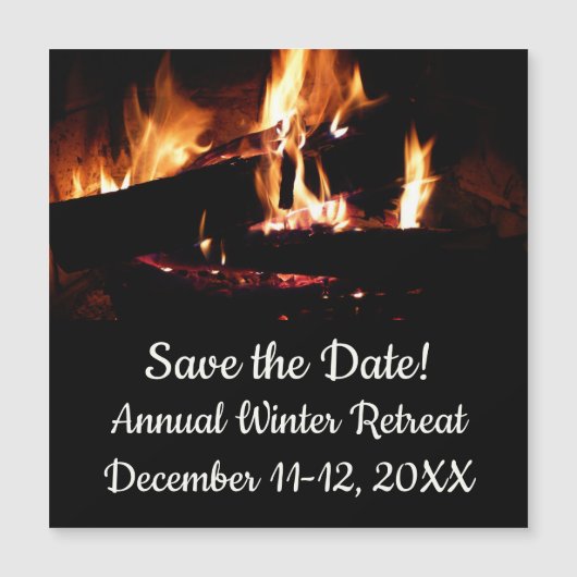 Carte Magnétique Logs dans la cheminée Photographie de feu chaud (Devant)