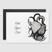 Carte Magnétique Loup blanc avec art tribal coréen (Devant / Derrière)