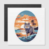 Carte Magnétique Loup sur la plage (Devant / Derrière)