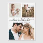 Carte Magnétique Love and Thanks Script Collage Mariage Merci (Devant)