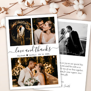 Carte Magnétique Love and Thanks Script Mariage 3 Photo Collage