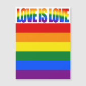 Carte Magnétique Love is Love Text Gay pride LGBT Rainbow Flag (Devant)