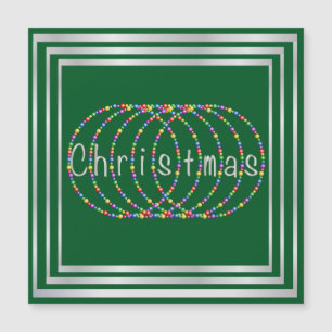Carte Magnétique Lumières de Noël Design vert avec argent