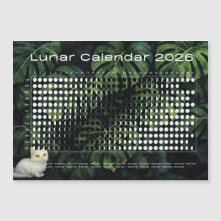 Carte Magnétique Lunar Calendar 2026 Moon Phases Monstera cats