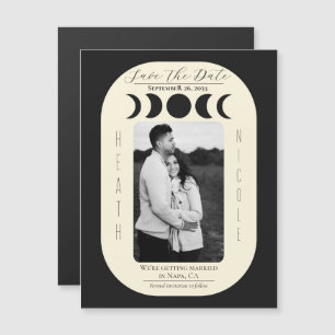 Carte Magnétique Lunar Luxe Noir & Crème Phase Lunaire Enregistrer 