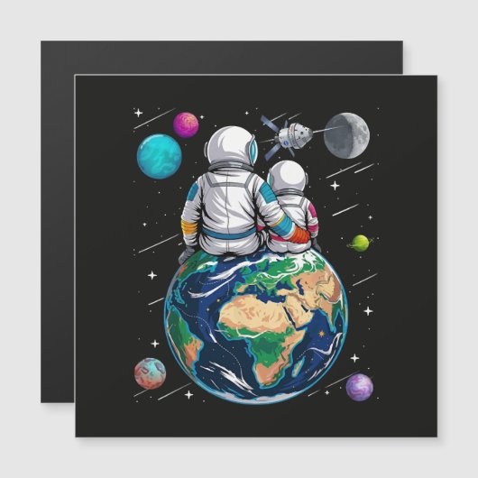Carte Magnétique Lune et astronaute (Devant / Derrière)
