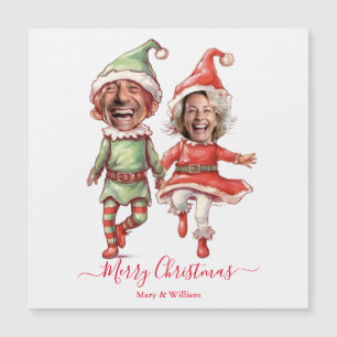 Carte Magnétique lutins de Noël couple