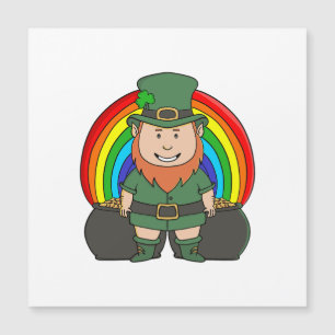 Carte Magnétique Lutrin chanceux avec pot d'or arc-en-ciel