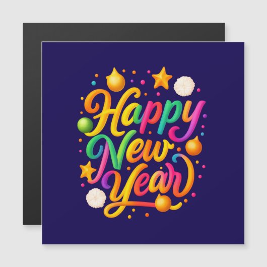 Carte Magnétique Luxury New Year (Devant / Derrière)