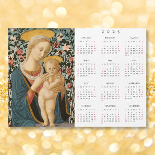 Carte Magnétique Madonna et Enfant Jésus Art Vintage 2025 Calendrie