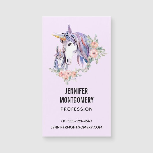 Carte Magnétique Magique Unicorne maman & bébé aquarelle (Devant)