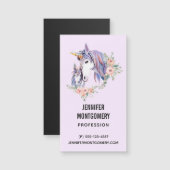 Carte Magnétique Magique Unicorne maman & bébé aquarelle (Devant / Derrière)