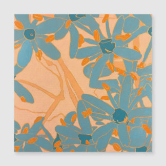 Carte Magnétique Magnetic Card Contemporary Leaf Design in Peach